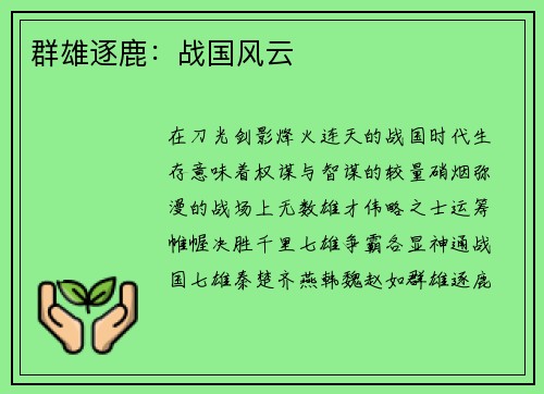 群雄逐鹿：战国风云